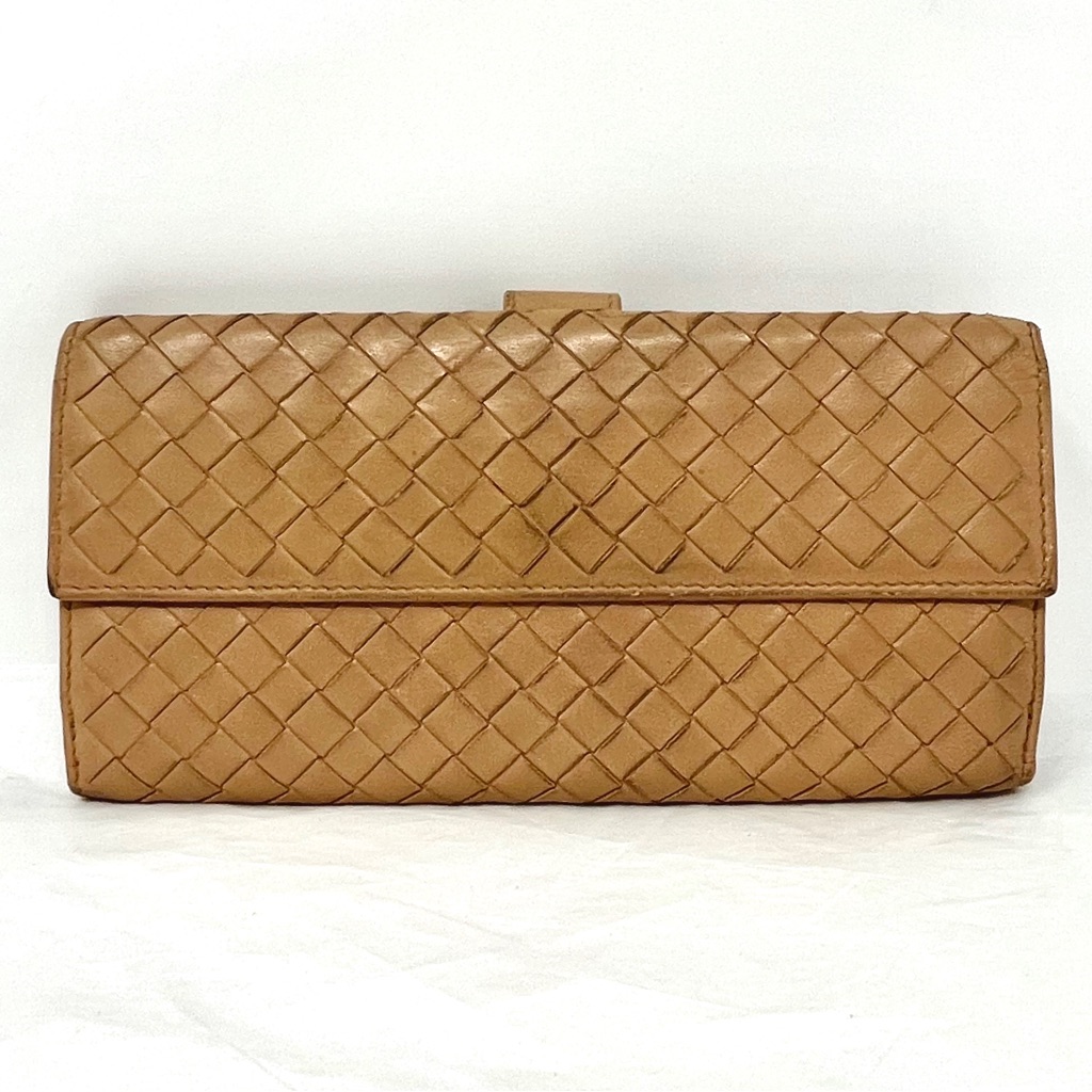 Bottega Veneta Tan Intrecciato Woven Leather Long Wallet - Excellent Condition